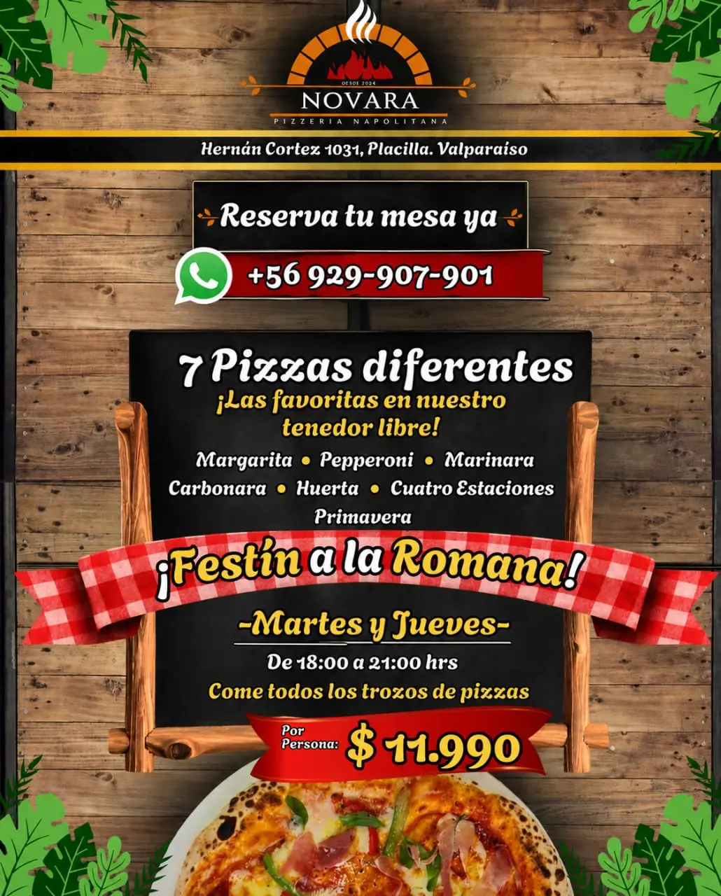 Festín a la Romana en Novara Pizzería